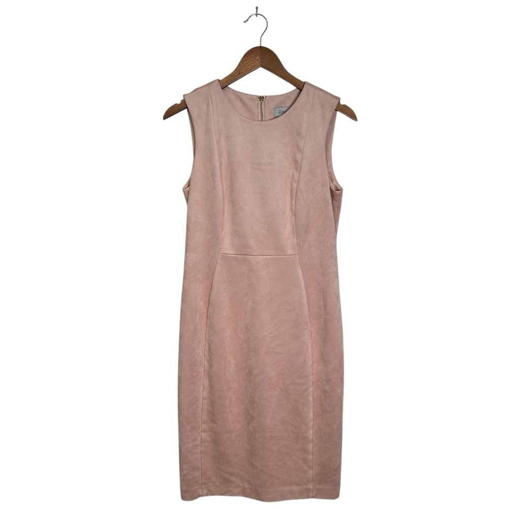 Calvin Klein Women’s Size 8 Blush Faux Suede Sleeveless Sheath Dress